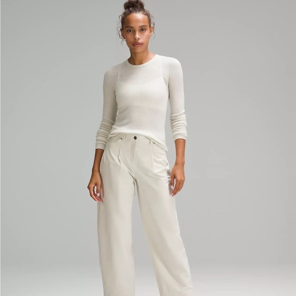 NWT Ribbed Wool-Silk-Blend Light Sweater BONE size S - Picture 2 of 7